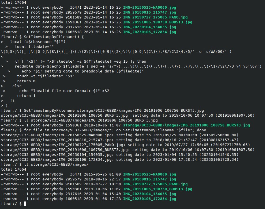 sistemare la data di creazione: SetTimestampByFilenameAndroid ADB after