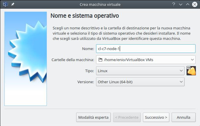 Cluster linux: installazione nodo 1 (SO)