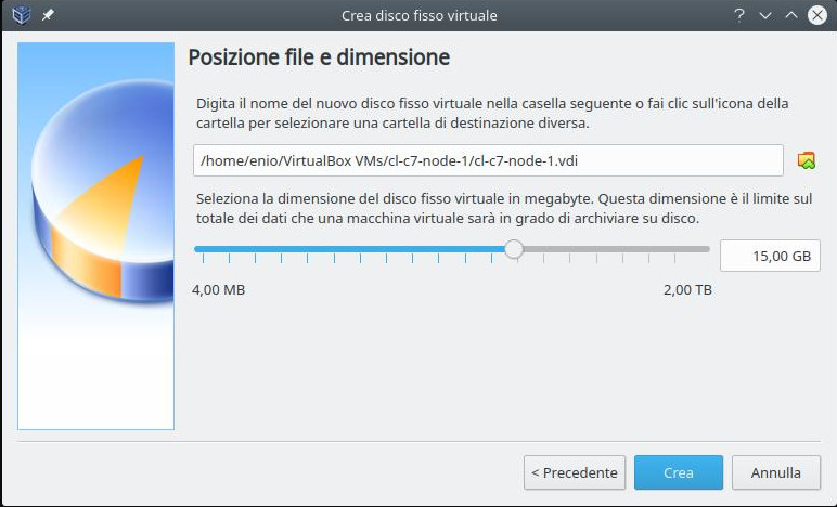 Cluster linux: installazione nodo 1 (dimensione disco)
