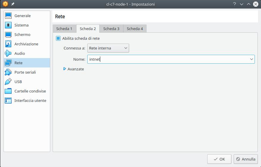 Cluster linux: installazione nodo 1 (scheda 2)