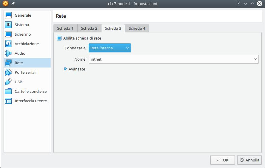 Cluster linux: installazione nodo 1 (scheda 3)
