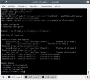 cluster linux: comando pcs status