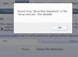 eprints find virus: error message